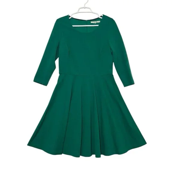 Boden Women’s Ponte Dress Size 10 R Green Lined 3/4 Sleeves Stretch Christmas - Picture 2 of 12